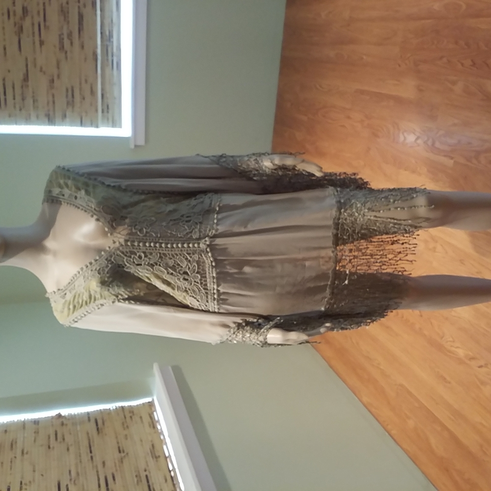 Despi Silk & Lace Swimsuit Coverup Fringe Size L